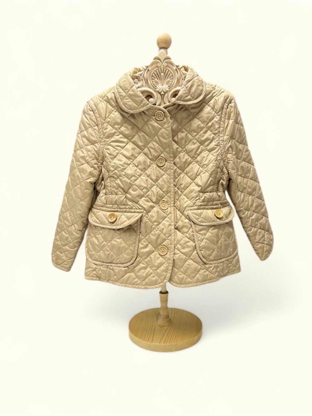 GAP Kids Quilted Tan Puffer Jacket with Button Front Sz 4
